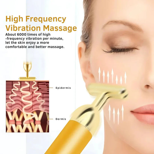 24K Gold Energy Beauty Bar Electric Facial Massage Roller
